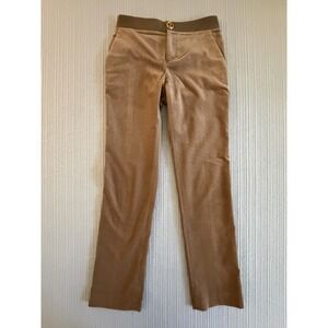 Gucci Brown Velvet Leather Trim Straight Leg Dress Pants Women's Size EU 38